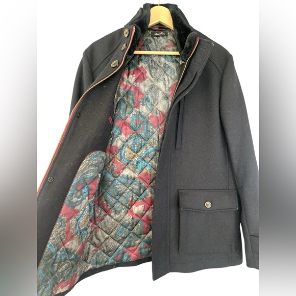 Ted Baker Men’s Bartley Wool Fur Collar Coat - Picture 6 of 14